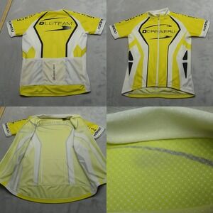 Garneau Cycling Jersey Unisex Medium Yellow‎ LG Team Full Zip Short Sleeve